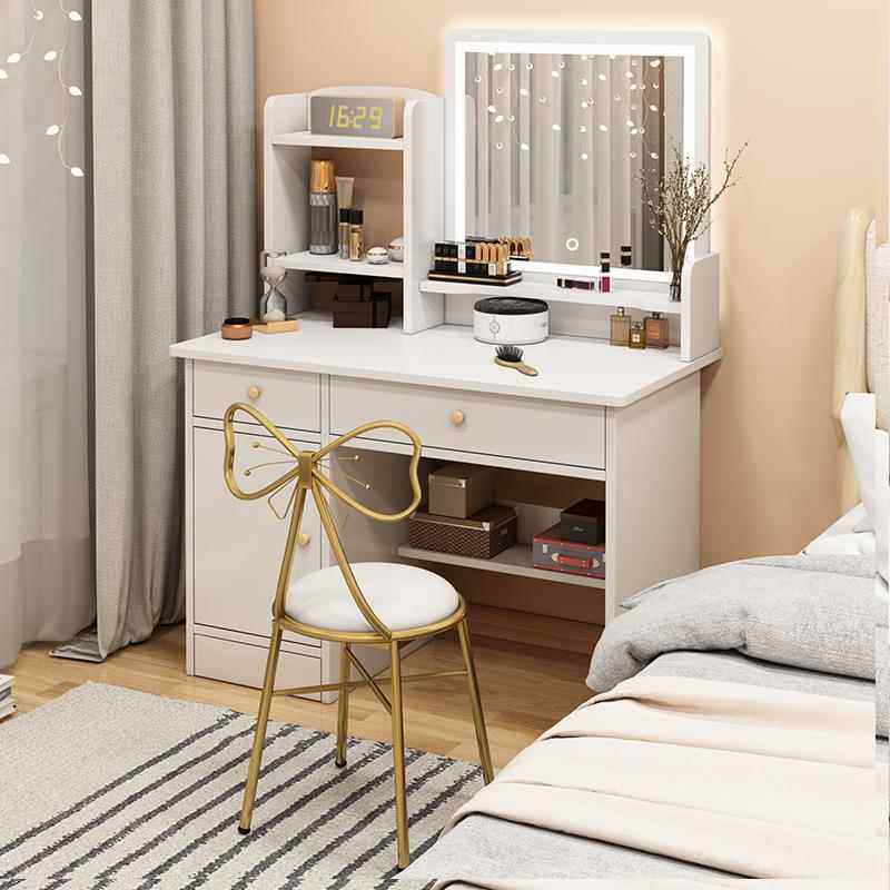 梳妆台现代简约收F09一体桌出租屋小室化户型卧纳带镜妆桌椅化妆