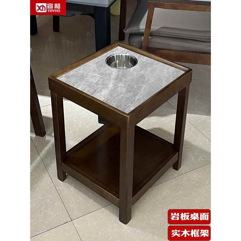 宣和官方正品石板实木麻将桌茶架茶室棋牌室专用茶几麻将室麻将