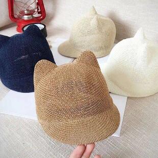Children Baseball Hat Girl Ears Baby With Mesh Straw Cap