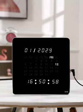 电数万码EL1919英D玻璃屏幕座钟客厅卧室时尚子年历挂钟厂家直供