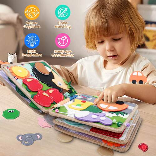 Toddler Busy Board Montessori Toys Giraffe Felt Quiet Book K