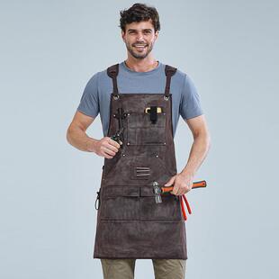 电商加厚帆布工具围裙皮匠多口袋电工木工工作服打蜡帆布围裙