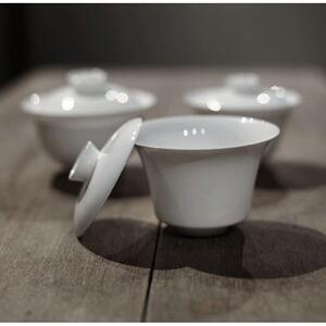 |叙白|潮州骨瓷蛋壳茶具 大号盖碗 特薄茶具 真骨瓷薄胎