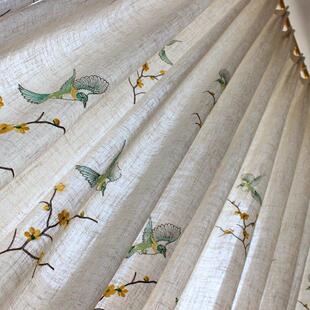 外贸亚麻窗帘纱帘绣花半遮光成品帘定制布帘刺绣简约客厅阳台书房