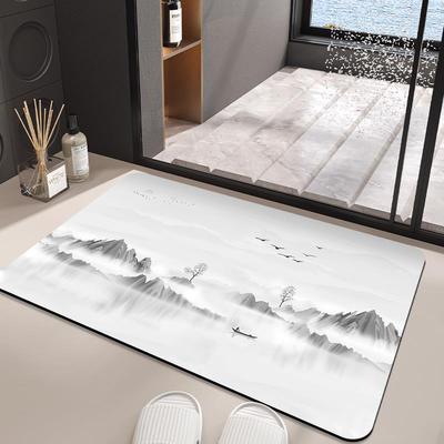 新中式国风浴室软硅藻泥大尺寸吸水脚垫卫生间门口防滑地毯地垫