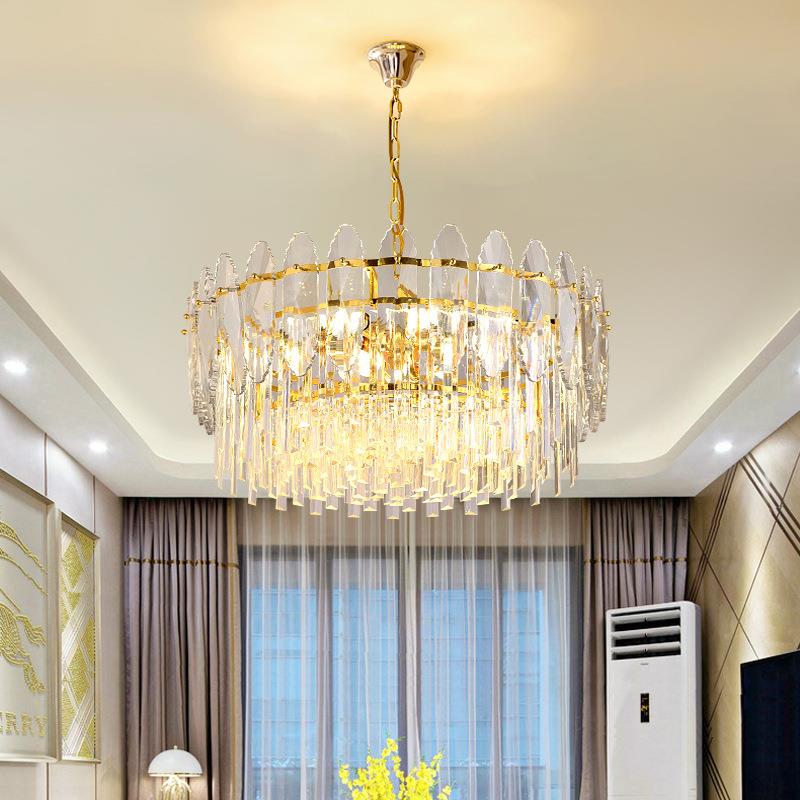 现代水晶灯简约客厅灯大气样板房灯具LED餐厅卧室灯现货