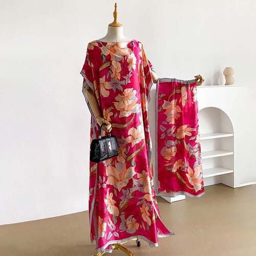 Women's Elegant Floral All-Over Printed Long Robe Set