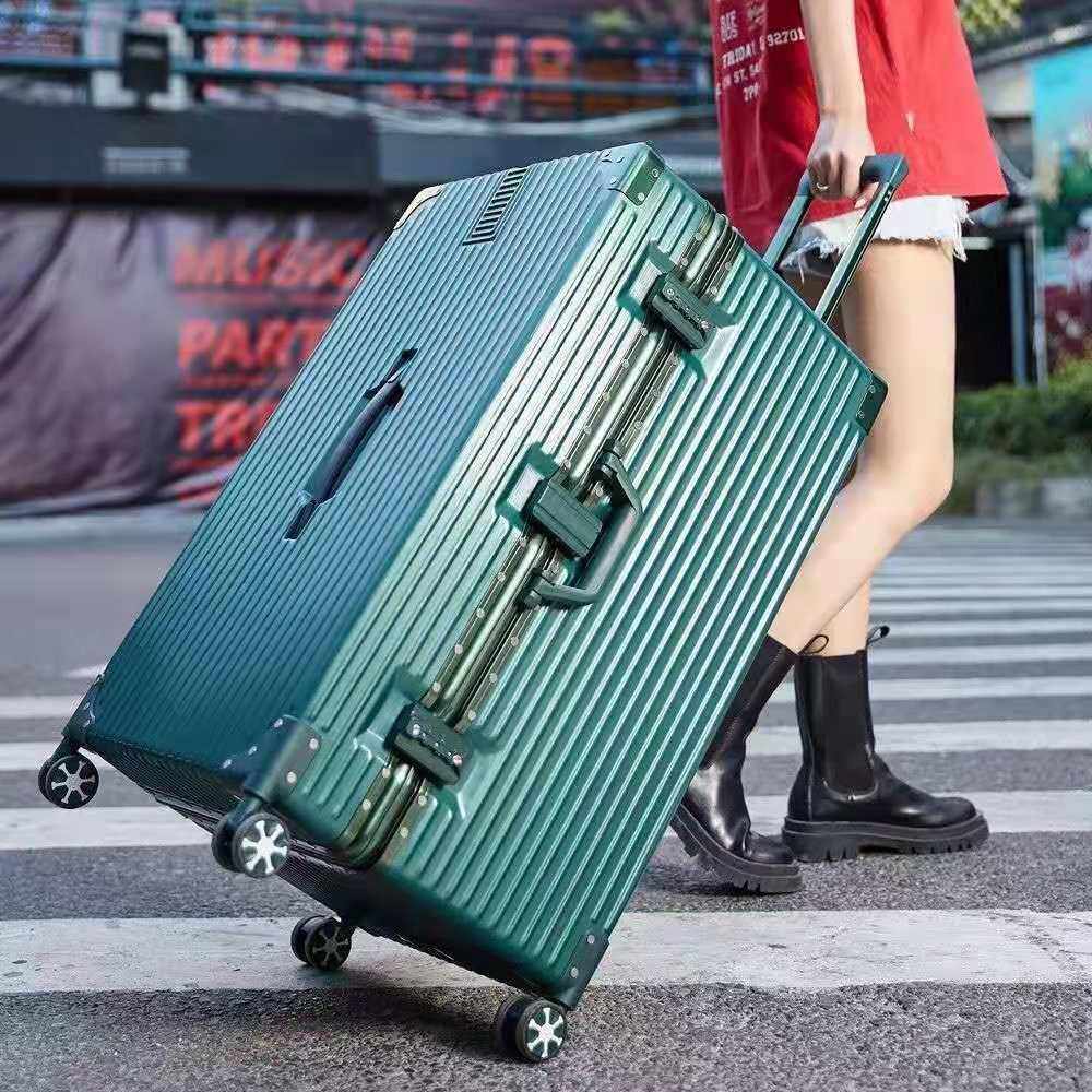 加厚行李箱女学生拉杆密码箱男超大40旅行箱50寸大容量铝框拉链箱