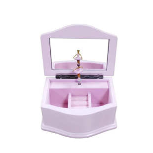 珠宝音乐盒发条机芯纤维板粉色弧形LED灯珠宝首饰音乐收纳盒定制