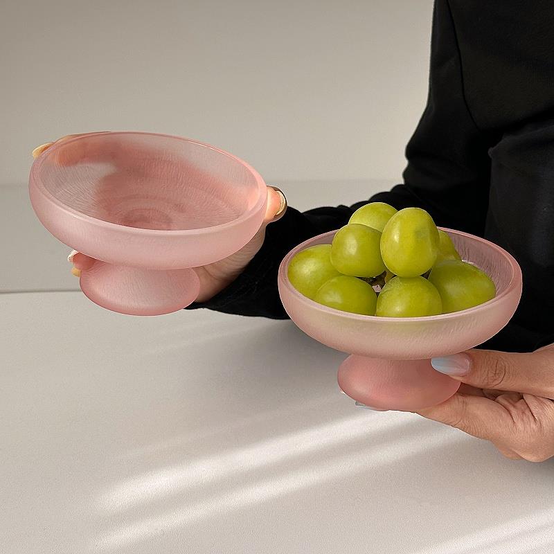 高颜值水果盘小精致玻璃高脚盘糖果零食盘果盘点心盘甜品盘子家用