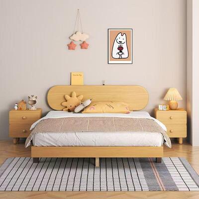 新款儿童全实榉木床男孩女孩现代XMC71000简公主家用木床床约儿童