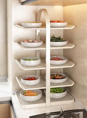 日本多层备菜置物架厨房放菜神器盘子子台面收纳碗盘子备盘子收纳