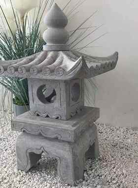 石灯笼日式庭院石灯中式户外草坪灯青石仿古电石灯禅意石雕摆件