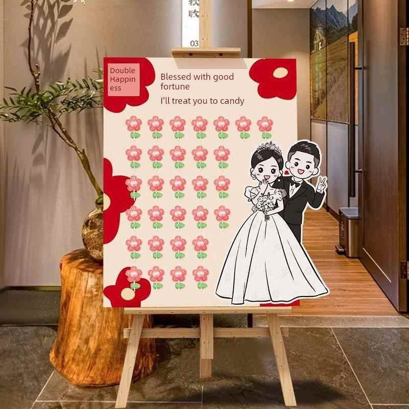 订婚宴沾沾喜气请你吃喜糖迎宾牌结婚礼布置装饰摆件指示牌kt展板
