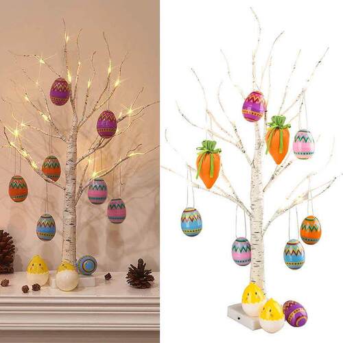 1set Easter Twinkling Tree Bonsai Birch Tree Easter0