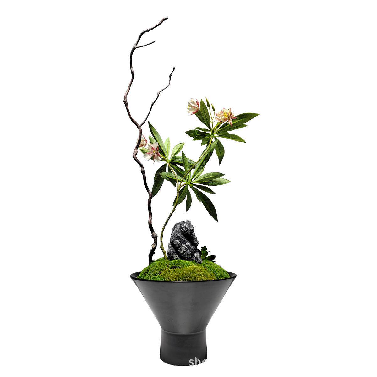 新中式餐桌摆花样板房茶室假花摆设茶室客厅家具桌面仿真花艺摆件
