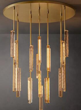 RH新款全铜美式轻奢水晶吊灯客厅餐厅设计师出口款复古艺术大吊灯