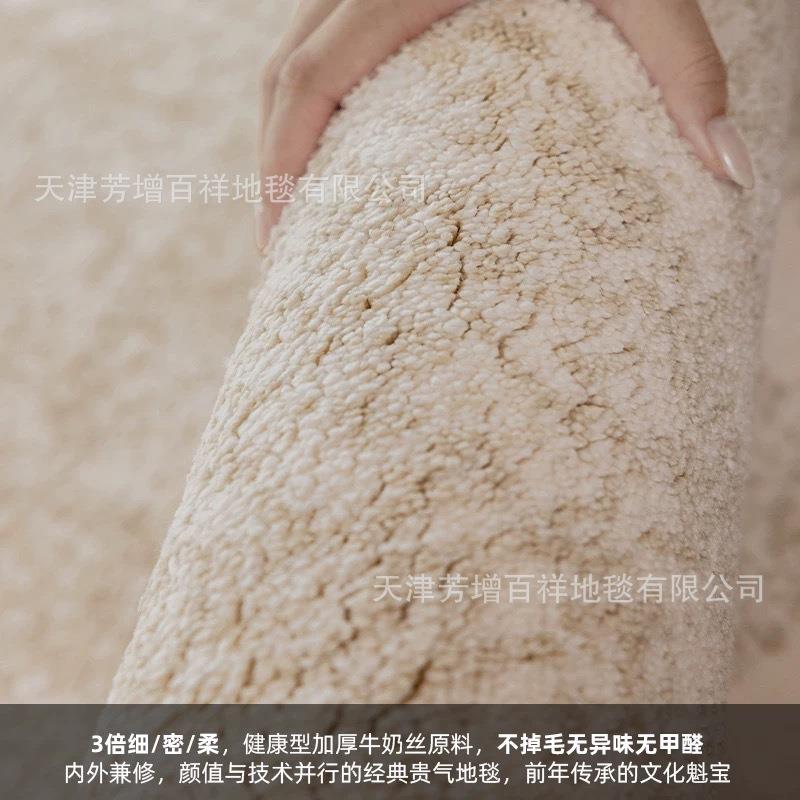 牛奶丝半隐大宅加厚地毯现代极简风轻奢高级客厅纯色法式中古卧室