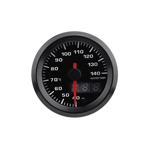 汽车改装水温表12V52mm40~140摄氏度 七彩指针式液晶双显通用款水