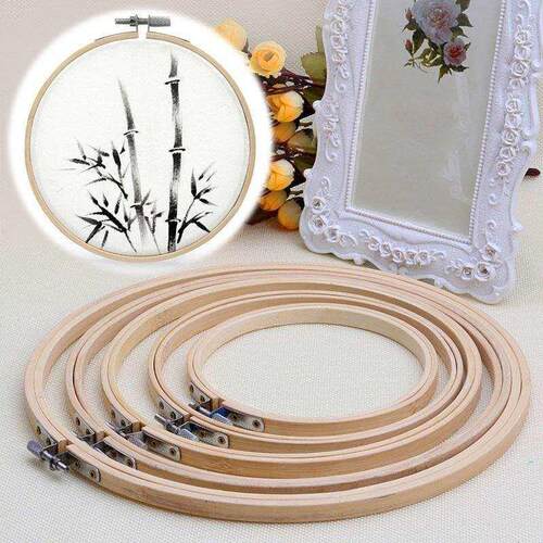 Wooden Cross Stitch Machine Embroidery Hoop Ring Bamboo Sewi