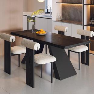 意式 极简实木餐桌原木家用小户型桌椅组合长方形餐桌书桌两用长桌