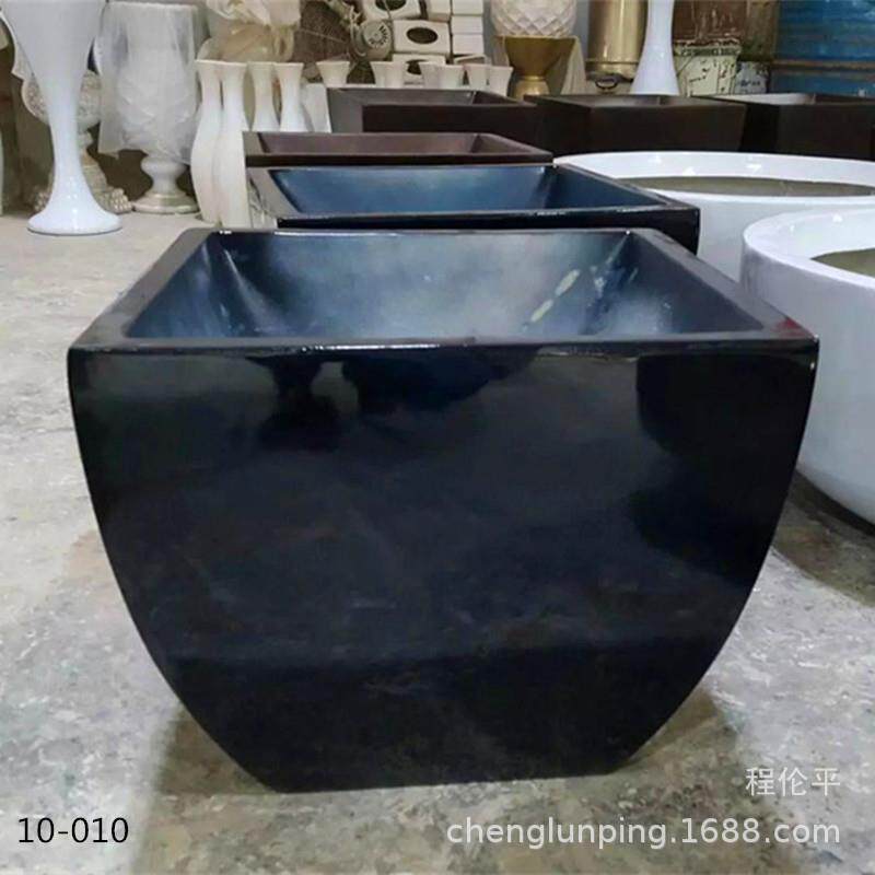 约长10-010方形正方底乔落花地大花瓶酒店商场简迁玻璃钢器工艺摆