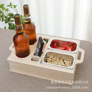 零收纳盒木质遥控器客厅饮料零食茶几沙发架食盒实木零食桌面托盘