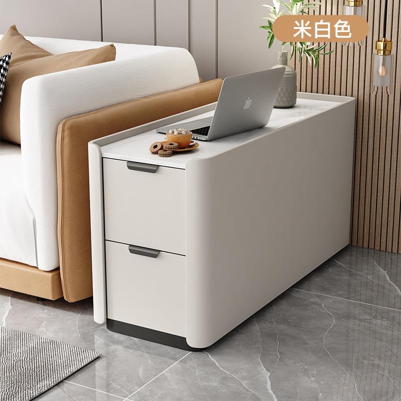爱莱德小型简约现代沙发侧边柜边几新款可移动轻奢实木岩板家用客厅茶几