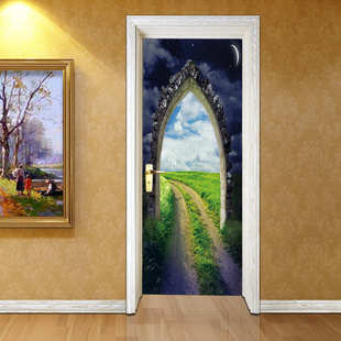 饰 卧室客厅现代装 月亮小路 墙贴 巨创货源PVC贴纸3D自粘门贴