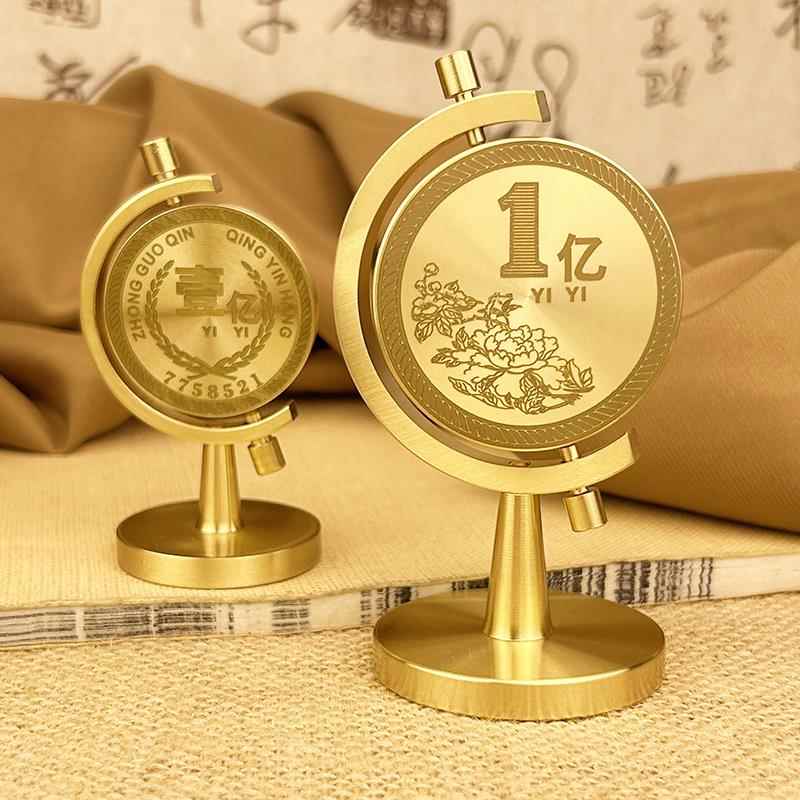 小目标黄铜摆件一个亿时来运转纯铜旋转我需