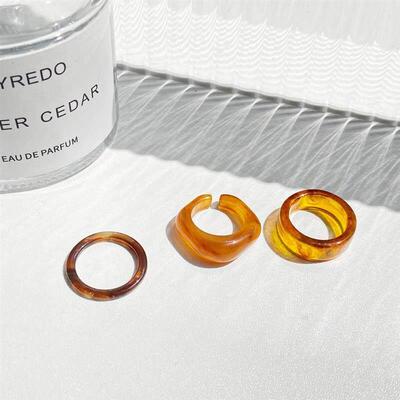 Vintage color resin open one size ring 彩色树脂开口均码戒指