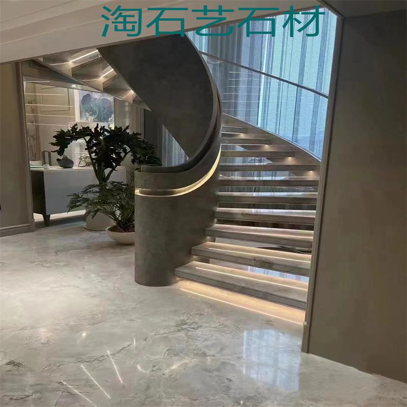 维多利亚灰色大理石别墅旋转楼梯踏步板室内地面墙面台面石英石