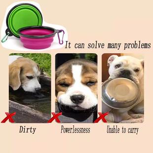 Pet Folding Silicone Bowl Collapsible Dog Food Bowl Water La