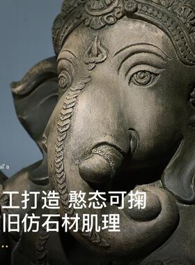 东南亚风格象神装饰摆件泰国工艺品泰式特色树脂雕饰品象鼻神