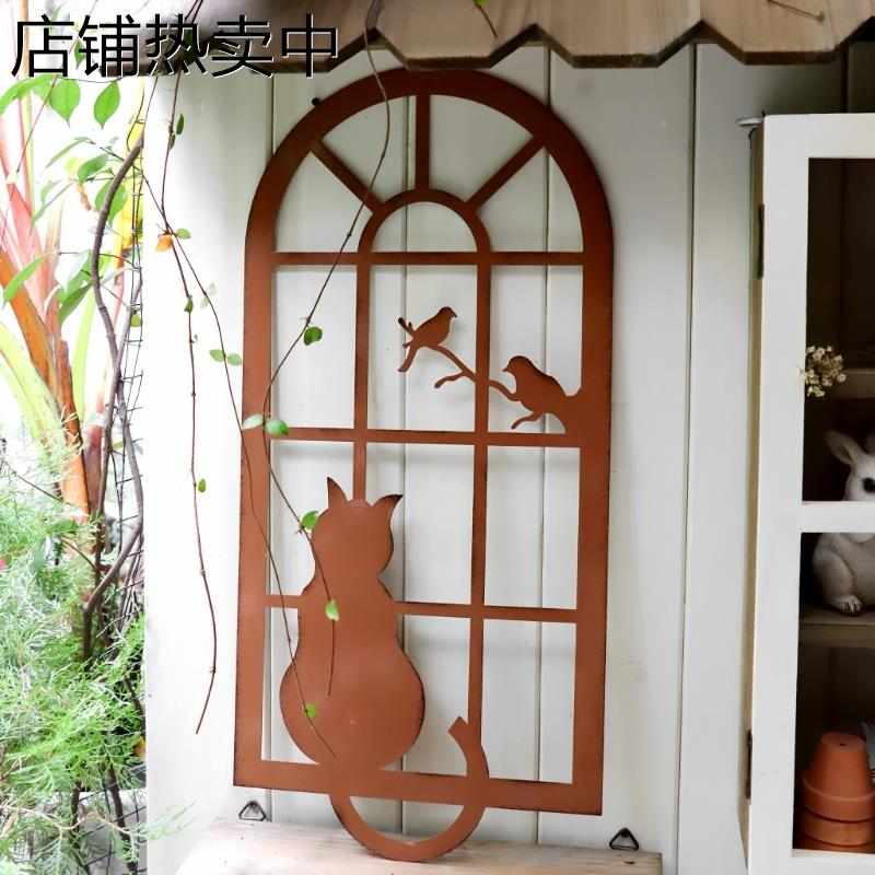 花园装饰户外铁艺猫咪窗户挂件墙饰庭院阳台布置院子墙壁挂饰摆件