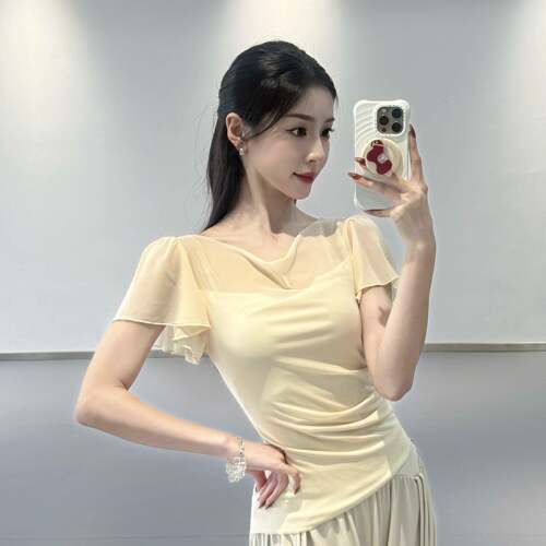 古典舞练功服修身长短袖上衣中国舞民族现代舞服修身形体服女