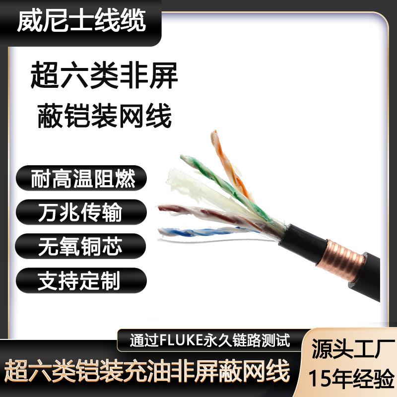 CAT6特种工程过测试千兆室外双绞网络线超六类非屏蔽充油铠装网线