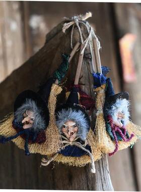 Halloween small pendant, witch broomstick pendant, ghost fe