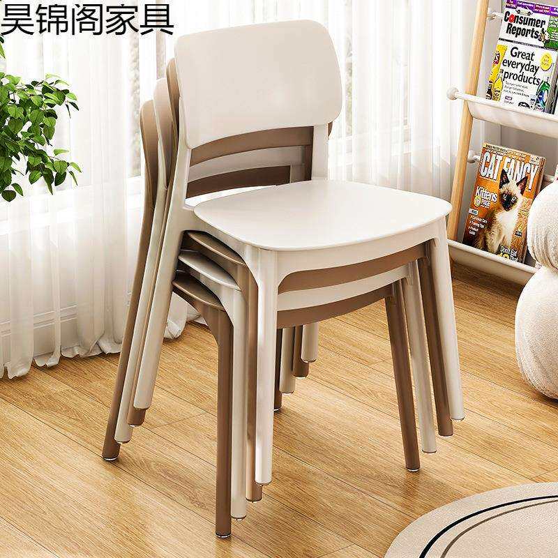 塑料椅子家用餐桌椅简易可叠放饭店靠背椅子简约现代网红凳子餐椅