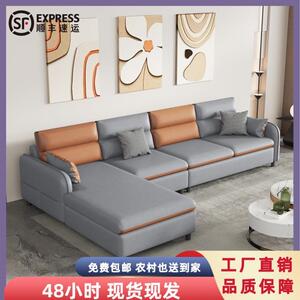 沙发客厅奶油风科技布艺防猫抓农村家用简易轻奢风直排网红款沙发