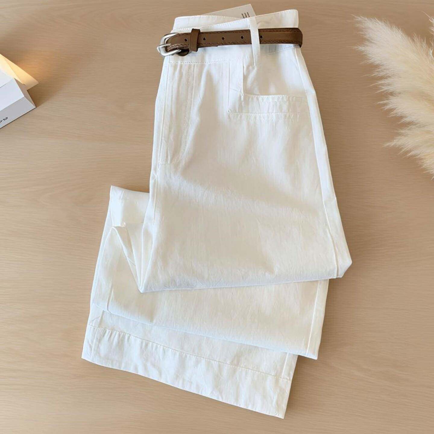 高端白色阔腿裤女夏季薄款高腰垂感宽松直筒休闲版型超好看的裤子