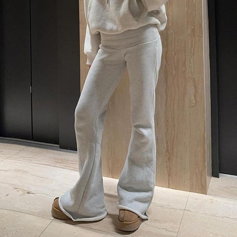 sweater leggings Solid waist pants slim flared high color