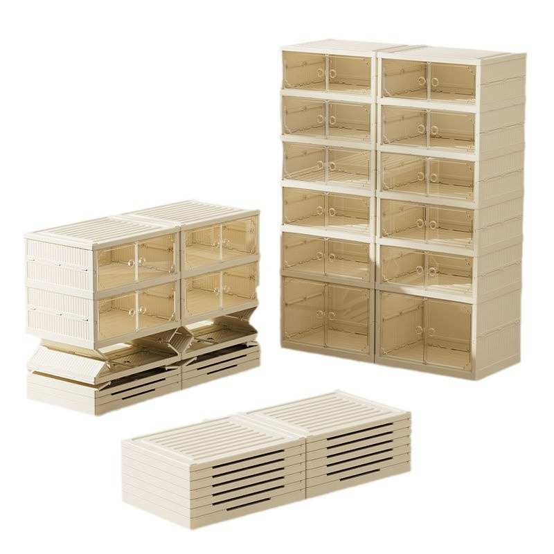 鞋柜免安装折叠鞋架进门口靠墙多层鞋盒透明一体式简易鞋子收纳柜