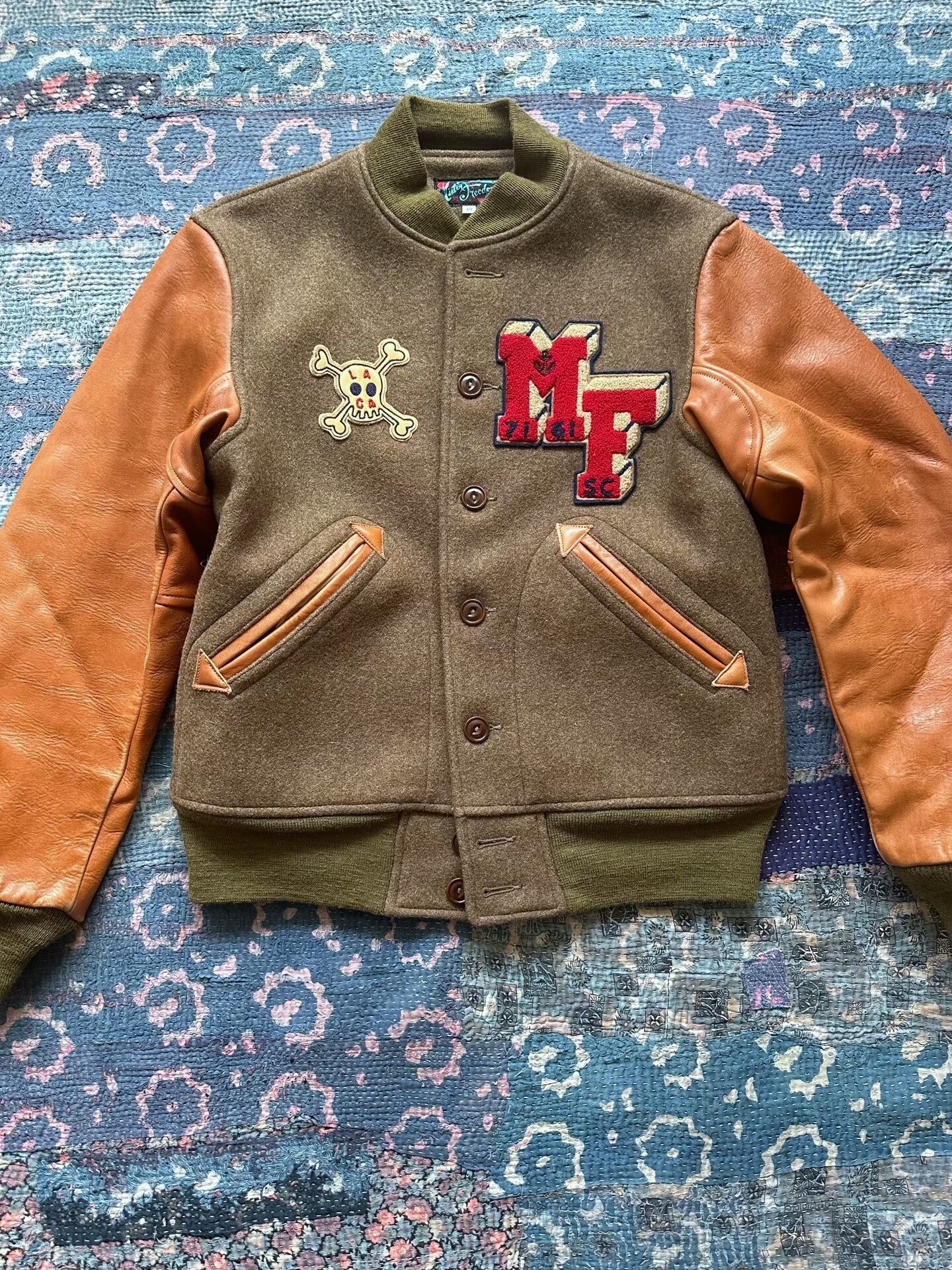 Mister Freedom Leather Sleeve Baseball Jacket