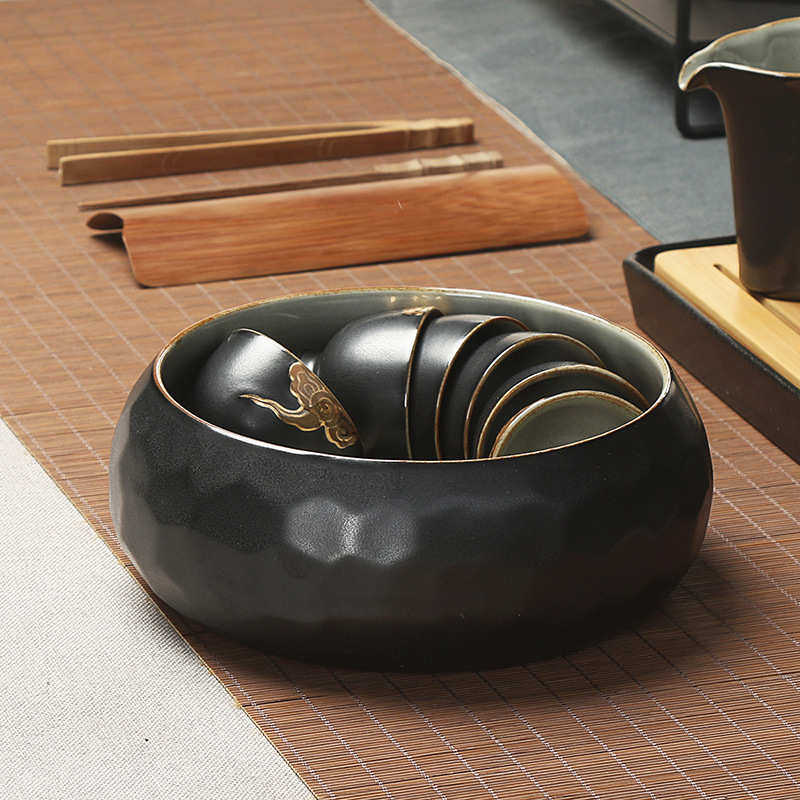 日式 粗陶大号茶洗 功夫茶具笔洗粗陶陶瓷亚光黑茶具配件水孟,餐饮具,茶具礼盒,淘宝优惠券,粉丝福利购,淘宝优惠卷