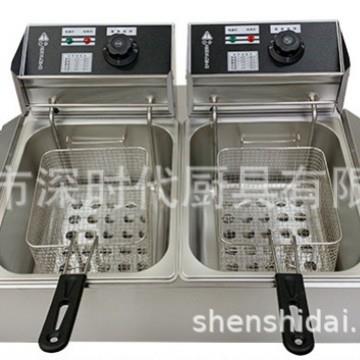 P量大订货产品台式6L+6L不锈钢商用电炸炉201电热双缸双筛油炸
