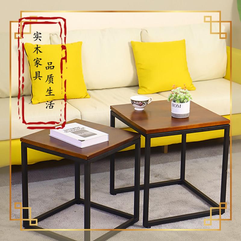 简约现代实木茶几桌客厅家用方形茶几方形边几沙发角几铁艺咖啡桌