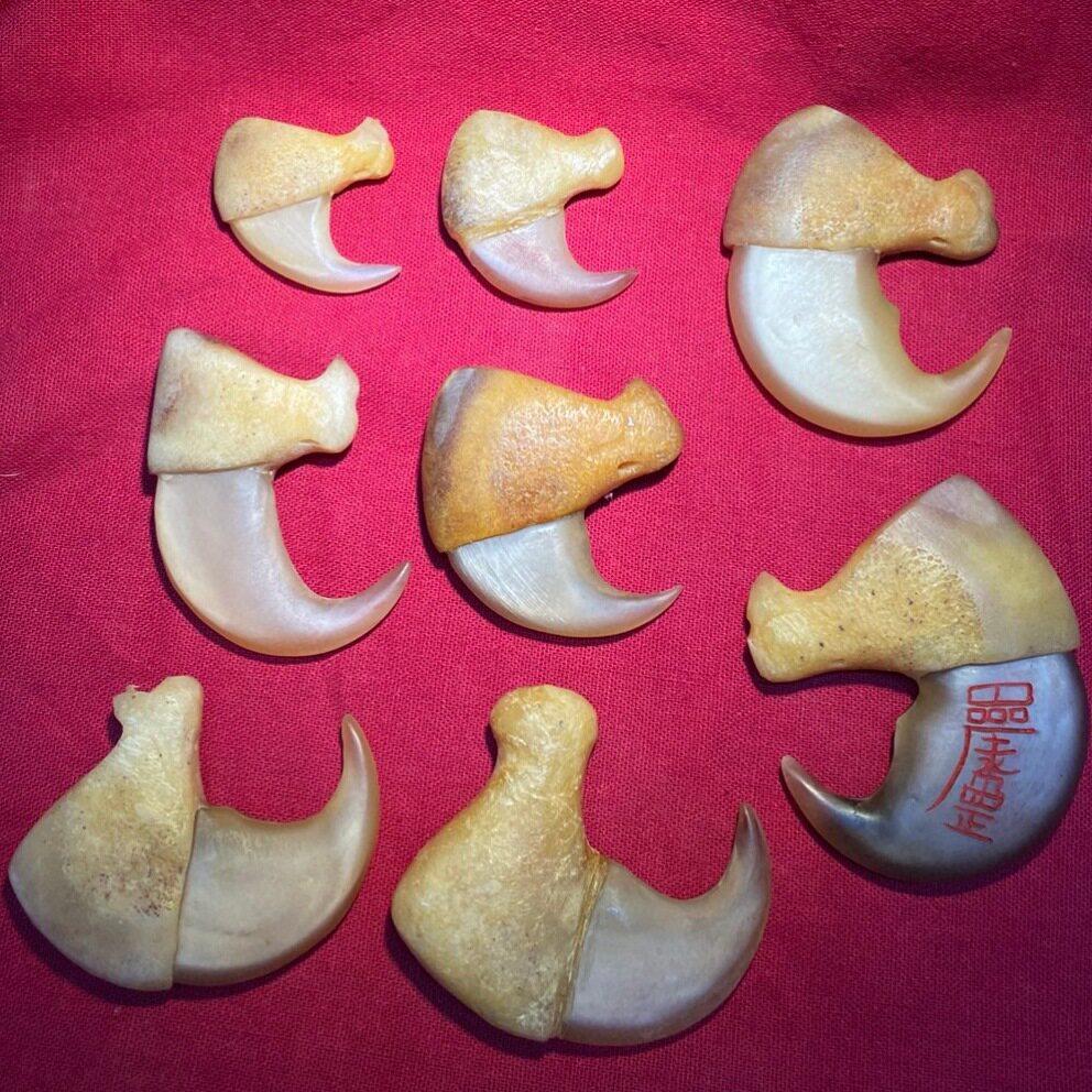 文玩牛骨牛角雕刻打磨手把件猫钩子DIY饰品配件现货批