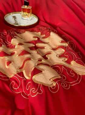 大红色结婚被子陪嫁春秋被大豆夏凉被芯喜被婚庆新婚冬被嫁妆婚被