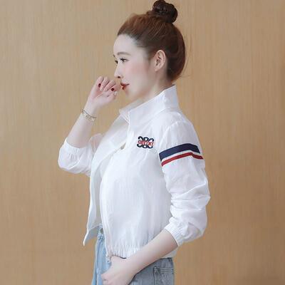 潮牌拼色防晒服女款夏季百搭防晒衣抗UV短款轻薄款气质小外套